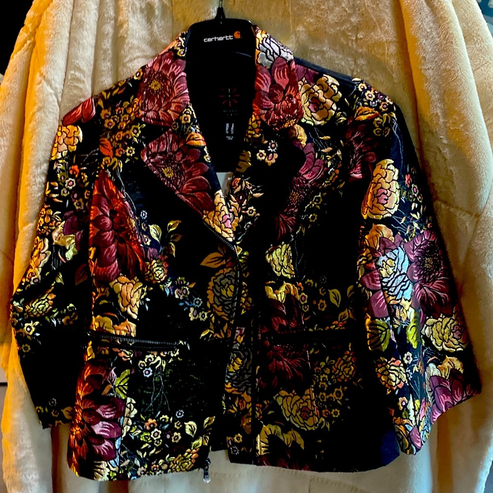 Black back ground, flower print,